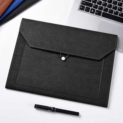 Yufocusqc PU Leather A4 File Folder Document Holder 2 Pockets Portfolio Envelope Folder Case with Elastic String 3/4 Inch Expansion (Black)