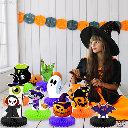 KatchOn, Halloween Honeycomb Centerpieces - Pack of 9 | Halloween Party Table Decorations | Halloween Party Table Centerpieces for Kids Halloween Birthday Party Decorations | Halloween Table Décor
