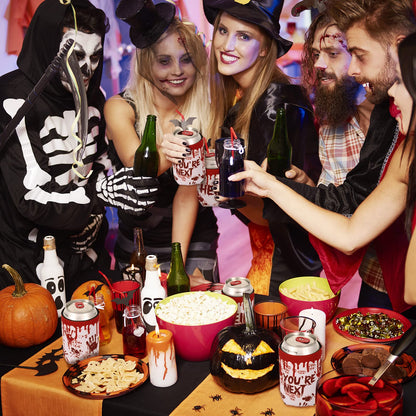 Whaline 6Pcs Halloween Can Sleeves Horror Bloody Can Cooler Covers 12 oz Halloween Neoprene Insulated Beer Caddies Reusable Thermocoolers for Beverages Cans Bottles Halloween Party Favors Decorations