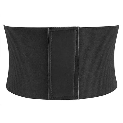 Glamorstar Corset Belt for Women Wide Elastic Tied Waspie Belts Lace-up Leather Waist Belts for Women Dresses 65cm Black