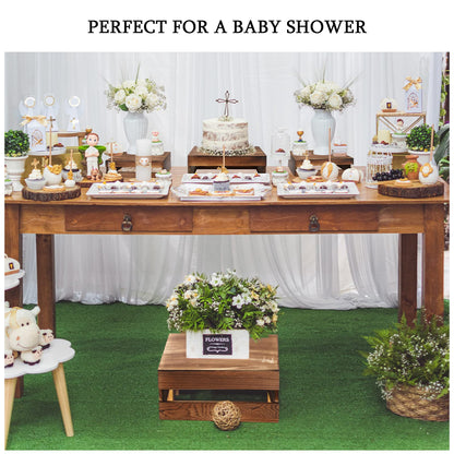 Sieral 4 Pieces Wood Cupcake Display Stand Decorative Dessert Appetizer Cake Stand Risers Wooden Crate Rustic Cake Risers for Storage for Party Christmas Halloween Wedding Decor(Burnt Wood)