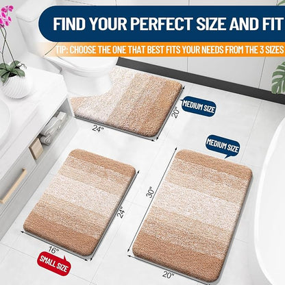 OLANLY Small Bathroom Rugs Mat 24x16, Extra Soft Absorbent Microfiber Bath Rugs, Rubber Backing, Quick Dry, Machine Washable Bath Mats for Bathroom Floor, Tub and Shower, Home Decor Accessories, Beige
