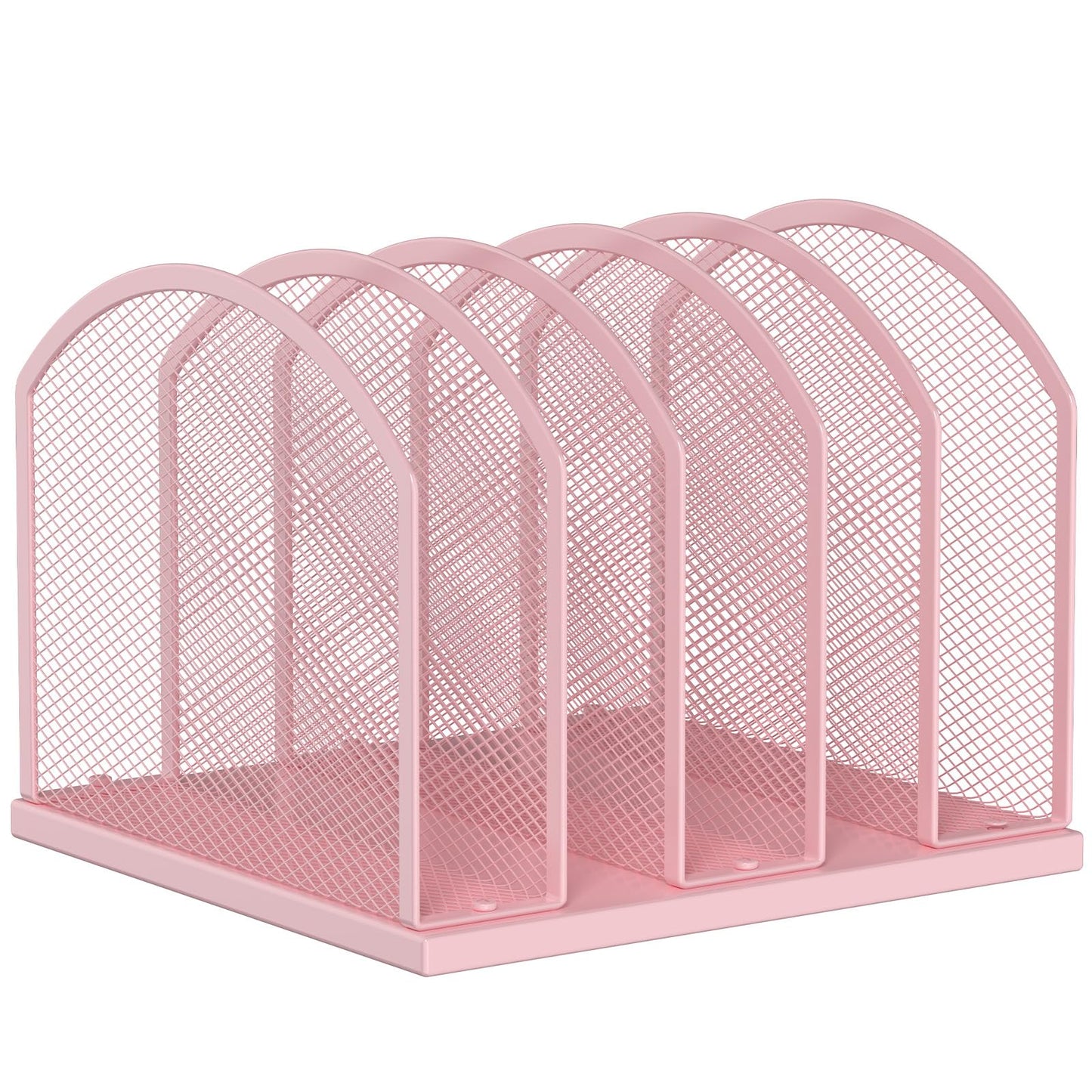 Gawerk 5-Section Vertical Desktop Organizer, 5-Section Mesh File Folder Stand Sorter for Office Home Classroom Organization (1, Pink)