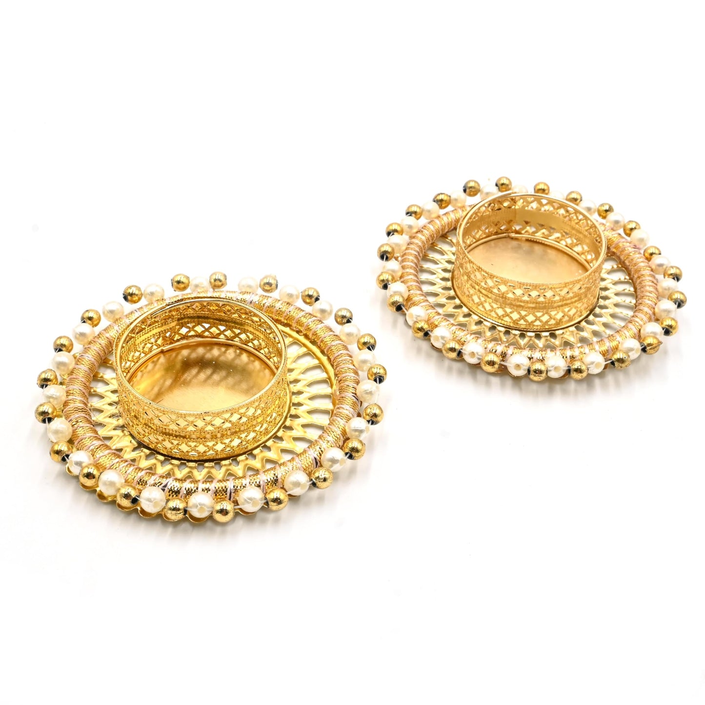 IGH 12 Pcs Assorted Decorative Tea Light Candle Holders with Gold Pearls Traditional Handmade Diya for Pooja, Diwali, Festival Decoration