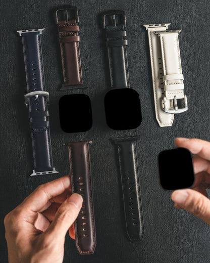 VULKIT Vintage Leather Bands Compatible with Apple Watch Straps 38mm 40mm 41mm, Genuine Leather Wristbands Compatible for Apple iWatch Ultra SE Series 8 7 6 5 4 3 2 1(Black)
