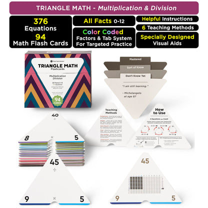 Award-Winning Math Flash Cards – 711 Multiplication & Division Facts (0–12) – Jumbo Cards (3.1” x 5.2”), Visual Aids, 2 Dice, Games, Charts & Mastery Divider Tabs – Grades 3–6 Classroom & Homeschool