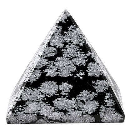Amazing Gemstone Snowflake Obsidian Pyramid Crystal Healing Stones - 2" Great Pyramid Figurine of Natural Stone Pyramid for Meditation, Reiki, Chakra Balancing and Crystal Pyramids Grid