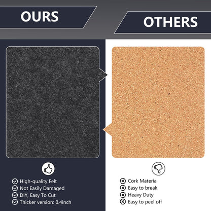 8 Packs Navy Blue Hexagon Felt Pin Board, 12" Bulletin Board with 30 Push Pins, Felt Board for Home Kitchen Office Decor, Self-Adhesive Corkboard Tiles for Walls School Message Photos Memos