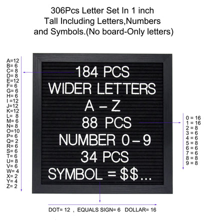 G GAMIT Felt Letter Board Letters Set, 306pcs 1inch Wider Letters Only（No Board）