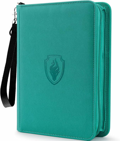 Fabmaker Premium 4 Pocket Zip Card Binder, Trading Card Binder for 320 Cards, Portable PU Card Collection Binder, Collector Card Album Folder for Game & Sports Cards (Turquoise)