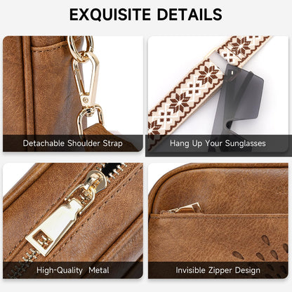 APHISON Crossbody Bags for Women Trendy,Vegan Leather Small Crossbody Purses Shoulder Handbags with Adjustable Strap Brown