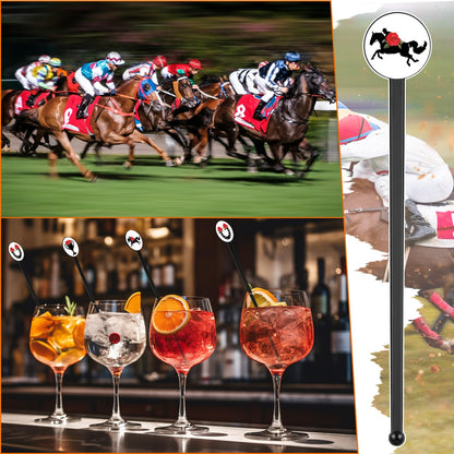 60 Pcs 7 Inches Derby Drink Stirrers Plastic Horse Swizzle Stir Sticks for Cocktails Coffee Whiskey Derby Party Favors Decoration