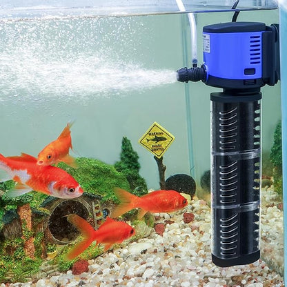 TARARIUM Aquarium Filter 260GPH for 30-75 Gallon Fish Tank, Biochemical Quiet Submersible Internal Filtration Powerful Pump Air Supply Wave Maker 4 in 1, Saltwater & Freshwater Crystal Clear