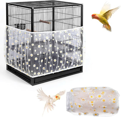 Universal Bird Cage Seed Catcher, Nylon Mesh Stretchy Skirt Bird Cage Net for Round Square Cages, Feather Debris Containment, Airy Soft Cover