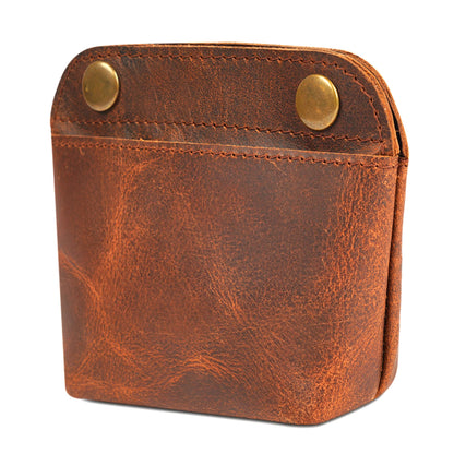 CestAntiQ, Handmade Leather Double Snap Pouch, Coin Purse, Cash & Card Holder, Makeup Bag, Cable Organizer - Minimalist Leather Snap Wallet, Durable Clasp Pouch for Travel & Accessories