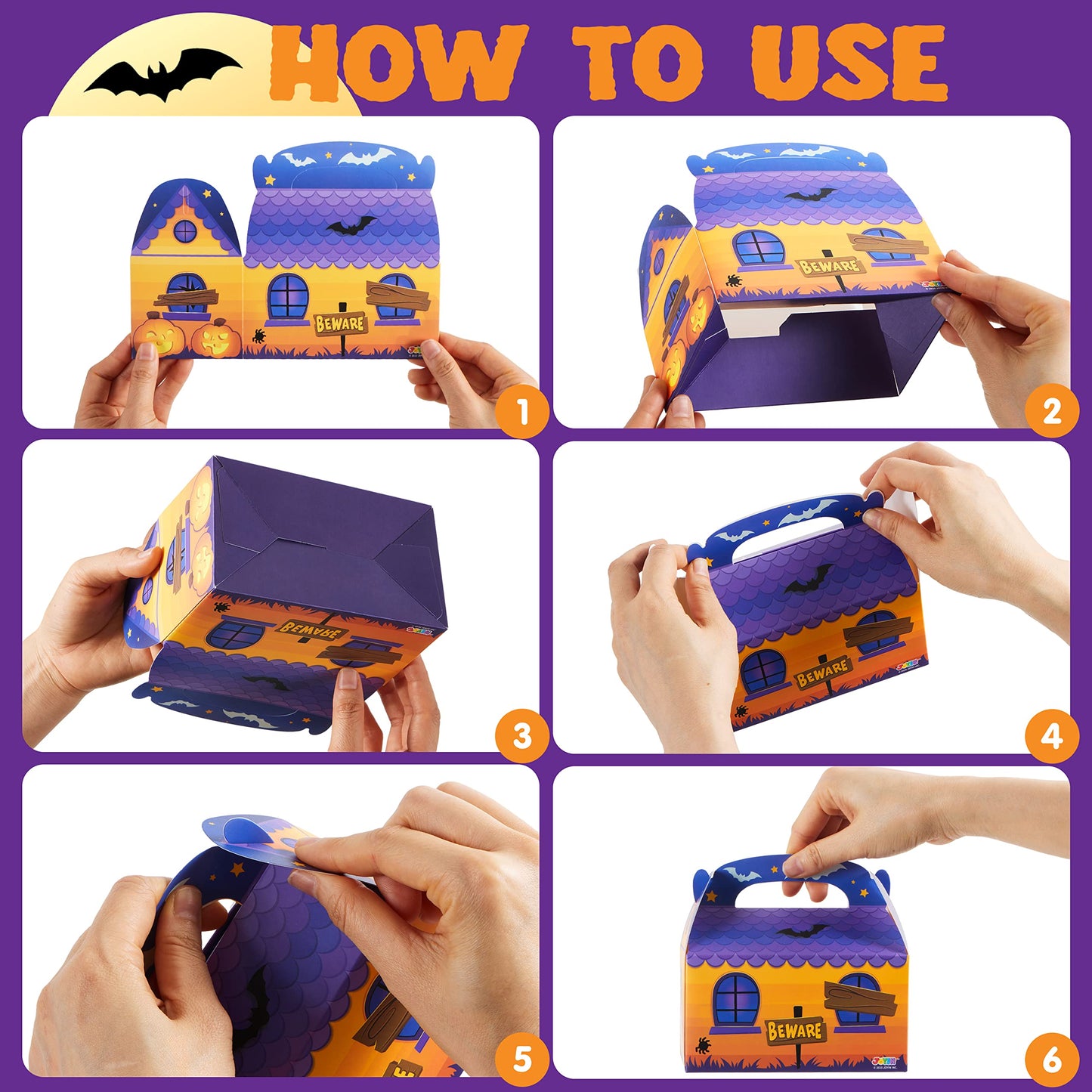 JOYIN 24 PCS Halloween Treat Boxes Cookie Boxes, House Cardboard for Treat Candy Bags Cookies Goodie Bags (5.6"x5.6"x3.2") Trick or Treat for Kids Children Halloween Party Favor Supplies