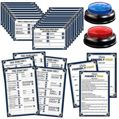 Christian Bible Family Feud Game with 2 Buzzers for Trivia Games, Religious Card Game Set for Church Groups, Easter Party & Family Game Night, Fun Bible Games for Adults and Family Team Building