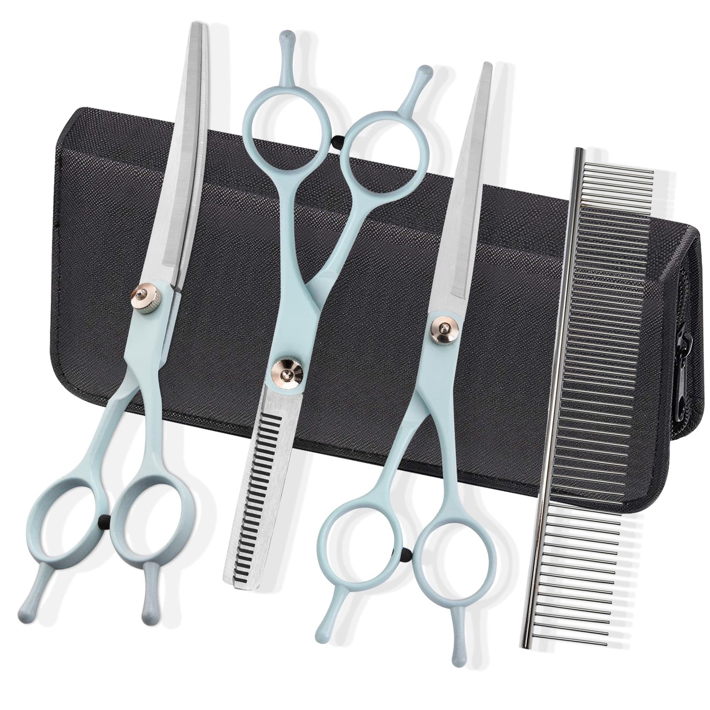 Grooming Scissors for Dogs at Home, Fcysy Professional Pet Grooming Kit Tijeras Para Cortar Pelo De Perros, Cat Grooming Scissors Curved Blending Shears Set for Pet Dog Cat Puppy