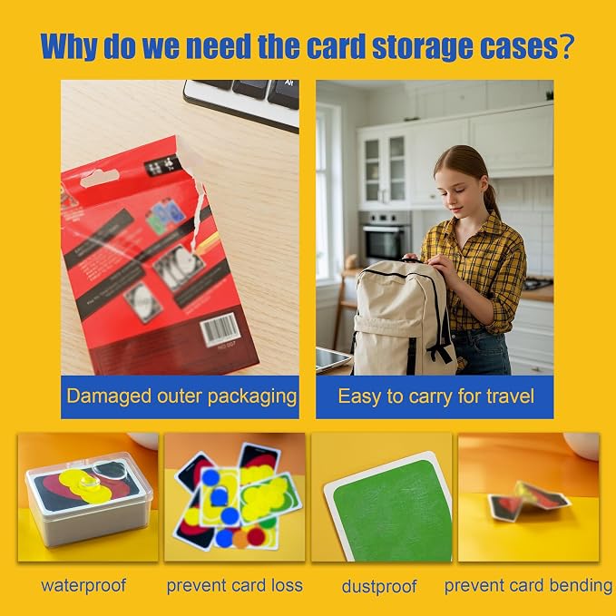 JINUPHION 4 Pcs Playing Card Case, Works for 112 Standard UN* Cards And Other Same Or Smaller Size Very Well, Plastic Clear Card Deck Box Storage,4 1/2" ×3 1/4" ×1 1/8" (NO Cards)