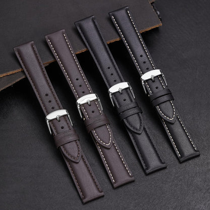 Afany Leather Watch Band 20mm for Men and Women, Quick Release Watch Strap, Black Replacement Watchband