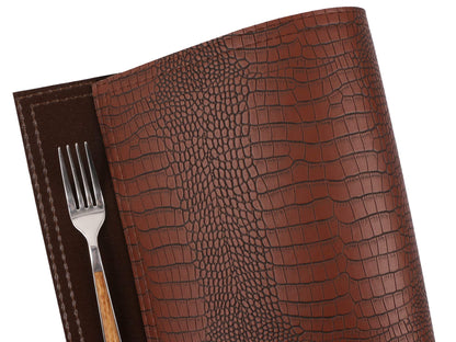 Faux Leather Placemats, PU Table Mats, Waterproof, Stain Resistant, Heat Resistant, Non-Slip Easy to Clean for Kitchen Dining Table, Conference Table, Brown