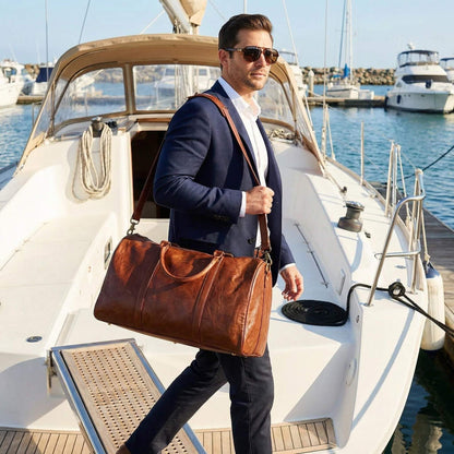 Embossed Travel Duffel Bag for Men - Weekender Bag with Monogram Options, Stylish and Durable Travel Bag for Overnight and Business Trips