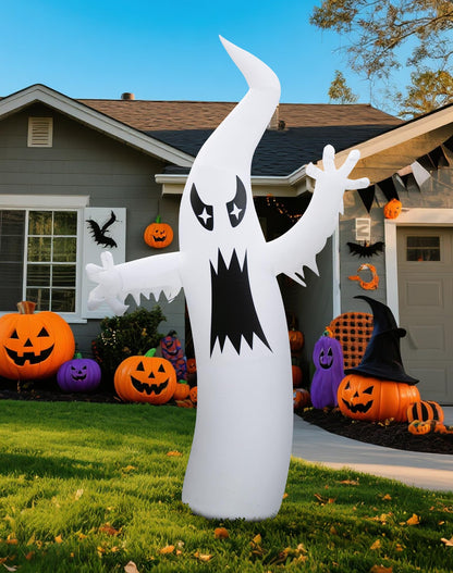 LZLXXLZL 8.7FT Halloween Inflatable Ghost Outdoor Decoration, Scary Yard Decor with LED Light, Built-in Blower & Stakes for Holidays Outdoor Garden House Party