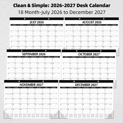 ZTX Desk Calendar 2026-2027, 18 Months Calendar Runs from July 2026 to December 2027, 17" x 12" Large Calendars 2026-2027 Monthly Planner with Plastic Cover for Teacher Home Desk Top