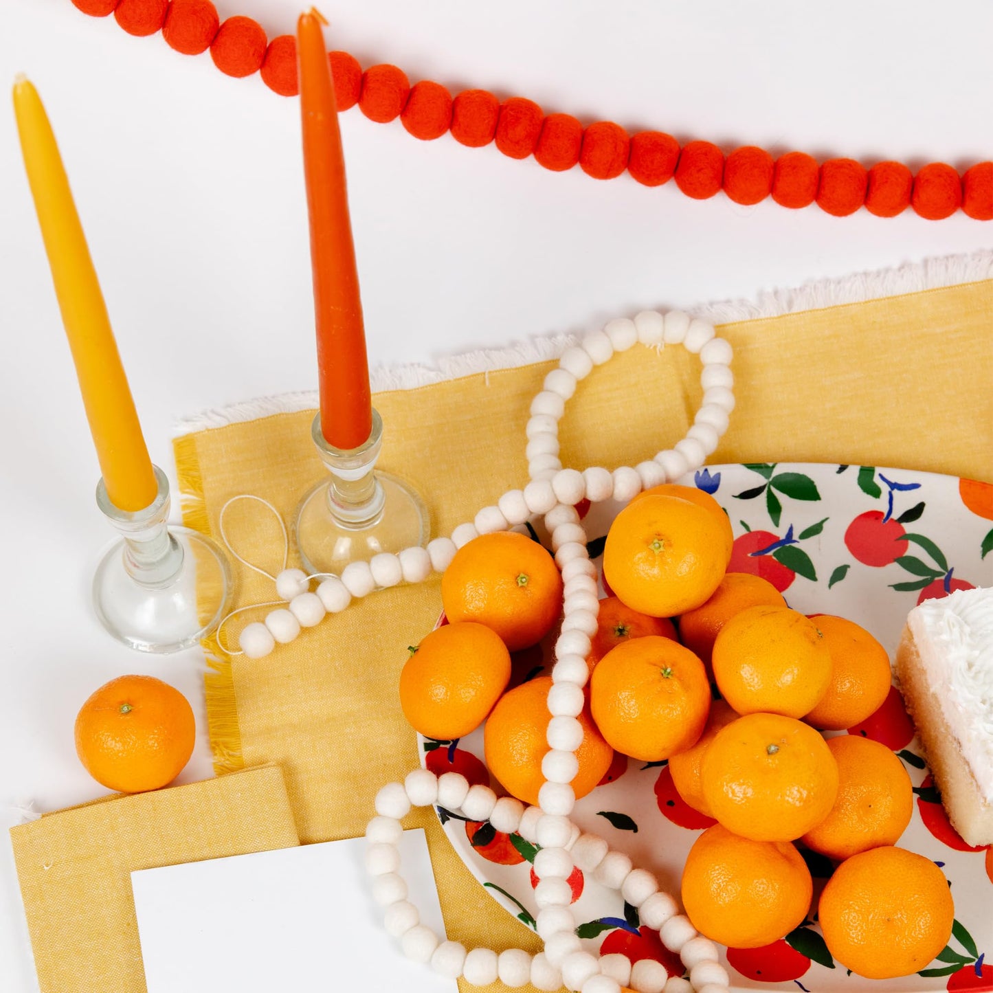 Large Felt Ball Garland, 9 Feet Orange Wool Pom Pom Garland 128 Handcrafted Pure Sheep Wool Felt Balls Prestrung for Christmas Tree Hanging Decor, Halloween Banner, and Orange Party Decor