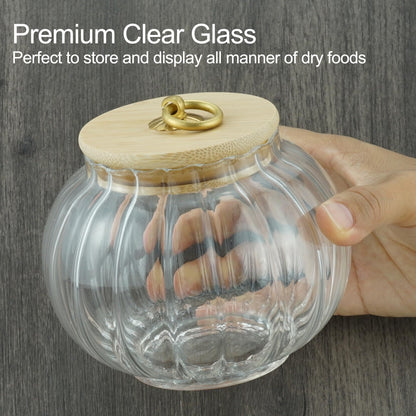 LUATSDAR Clear Glass Jar Coffee Canister, Cookie Candy Jar Sugar Container with Airtight Bamboo Lid, 23 FL OZ Kitchen Food Storage Container for Pantry, Flour, Pasta, Cereal, Beans, Spice, Round