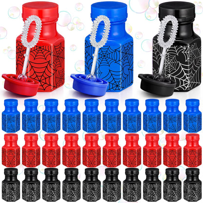 Hollowfly 48 Pcs Spider Party Favors Spider Bubble Wands Mini Bubble Bottles Birthday Party Supplies for Outdoor Activity Birthday Supplies Summer Gifts Goodie Bag Stuffers