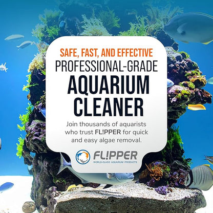 FL!PPER Flipper Cleaner Float - 2-in-1 Floating Magnetic Aquarium Glass Cleaner - Fish Tank Cleaner - Scrubber & Scraper Aquarium Cleaning Tools – Floating Fish Tank Cleaner, Max