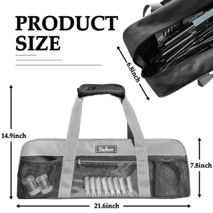 22 Inch BBQ Grill Tool Bag, Heavy-Duty 1680D Oxford Grill Utensil Carrying Bag, Water-Resistant Organizer for Long Grilling Tools, Camping, RV, Tailgating(Bag Only)