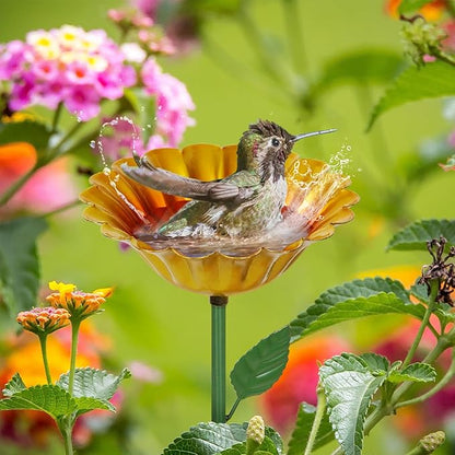 Large Bee Watering Station, 4 Pack Small Bird Bath for Outside, Metal Butterfly Feeders Bowl with 5.32'' Flower Design Bee Bath for Garden Decor (Classic-Flower 4-Pack)
