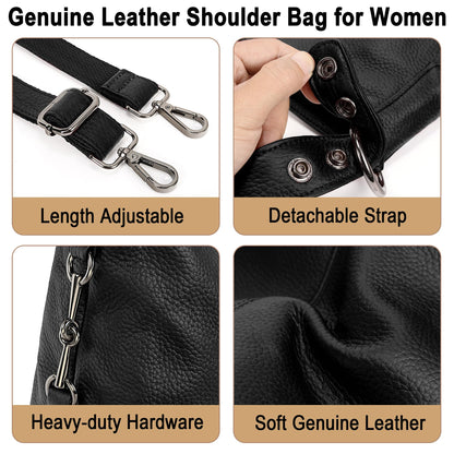 YALUXE Genuine Leather Shoulder Bags Stylish Hobo Handbags Purses Crossbody Bags for Women