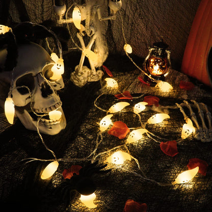 JMEXSUSS 30 LED Halloween String Lights, Cute Battery Operated Ghost String Lights Indoor for Fireplace Party Porch Room Halloween Decorations (Warm White)