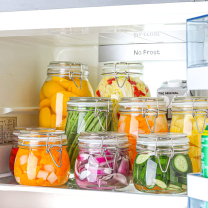 ComSaf 6-Pack 17oz Short Glass Jars for Drawers, Small Airtight Food Canisters for Spices, Nuts & Kids Snacks, Pint Sized Canning Jar Set for Jams, Pickles & Pantry Organization