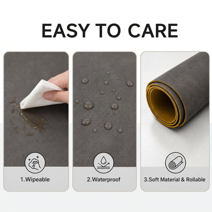 ZEUMIE Reversible PU Leather Placemats Set of 6, Double-Sided Waterproof Heat-Resistant Table Mats, Non-Slip Washable Dining Placemats for Kitchen, Restaurant, Party (Dark brown & yellow, 17.5"x11.8")