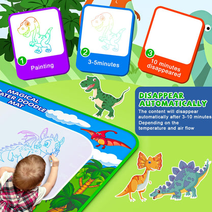 Water Doodle Mat, 40 x 32 Inch Mess Free Drawing Mat, Educational Toy for 3 4 5 6 7 8 Years Old Boys Girls, Neon Color Mat Doodle Board Writing Drawing Toys Holiday Christmas Birthday Gifts