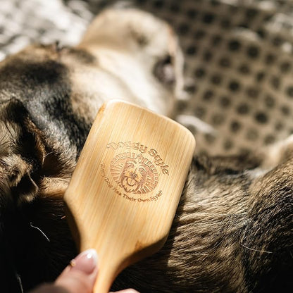 Doggy Style Large Bamboo Dog Brush, Deshedding & Detangling Grooming Brush for Medium & Large Dogs, Bamboo Pin Bristles, 9.5 Inch
