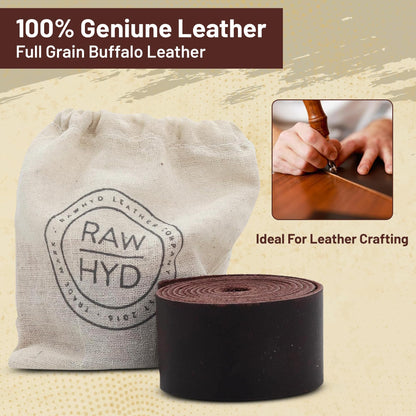 Genuine Buffalo Leather Strap for Crafts - Handcrafted Durable Full Grain Leather Roll - Leathercraft Accessories for Bracelet Making, Belt Making Supplies, Keychains, Dog Collars, & More (1.5” x 60”)