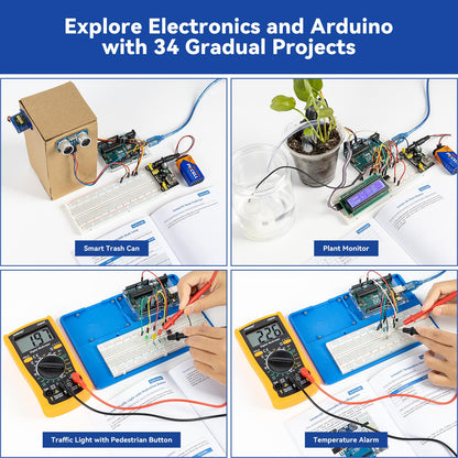 SunFounder Inventor Lab Starter Kit with Original Arduino Uno R3 REV3 Multimeter 34 Projects 40+Video Courses RAB Breadboard Holder Battery, RoHS Compliant, for Beginners & Engineers