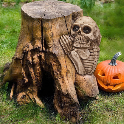 Halloween Skull Solar Light Outdoor 9 '' Spooky Tree Peeker Skeleton Figurine Ghost Decor for Yard, Garden, Porch Halloween Party Decorations