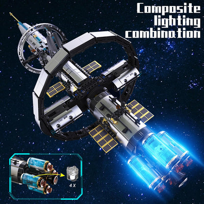 Sosuy Starship Building Blocks Set, STEM Toys for Boys 8+ LED Space Ship, Space Shuttle with Display Stand Motor-Driven Rotating Structure, Birthday for Boys Kids Girls Teens Adults