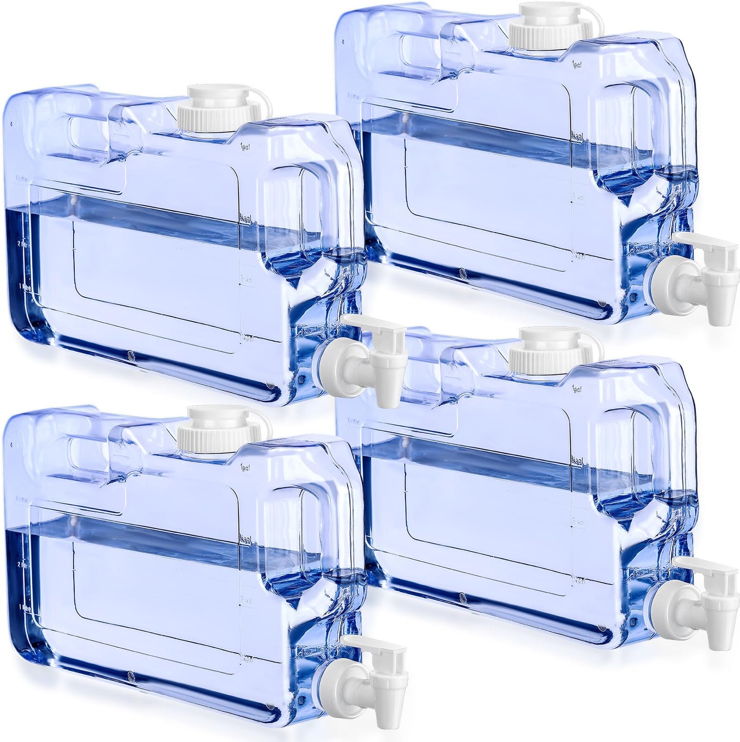 Funnymoom 4 Pcs Drink Dispenser for Fridge Refrigerator Plastic Reusable Water Dispensers Bottle with Spigot Bpa Free for Party Outdoors Home Office Activities(blue, 1.1 Gallon)