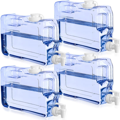 Funnymoom 4 Pcs Drink Dispenser for Fridge Refrigerator Plastic Reusable Water Dispensers Bottle with Spigot Bpa Free for Party Outdoors Home Office Activities(blue, 1.1 Gallon)