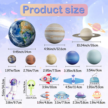 Glow in The Dark Stars Solar System Wall Decals, Star and Planets Stickers for Ceiling, Kids Wall Sticker Space Room Decor (Green)