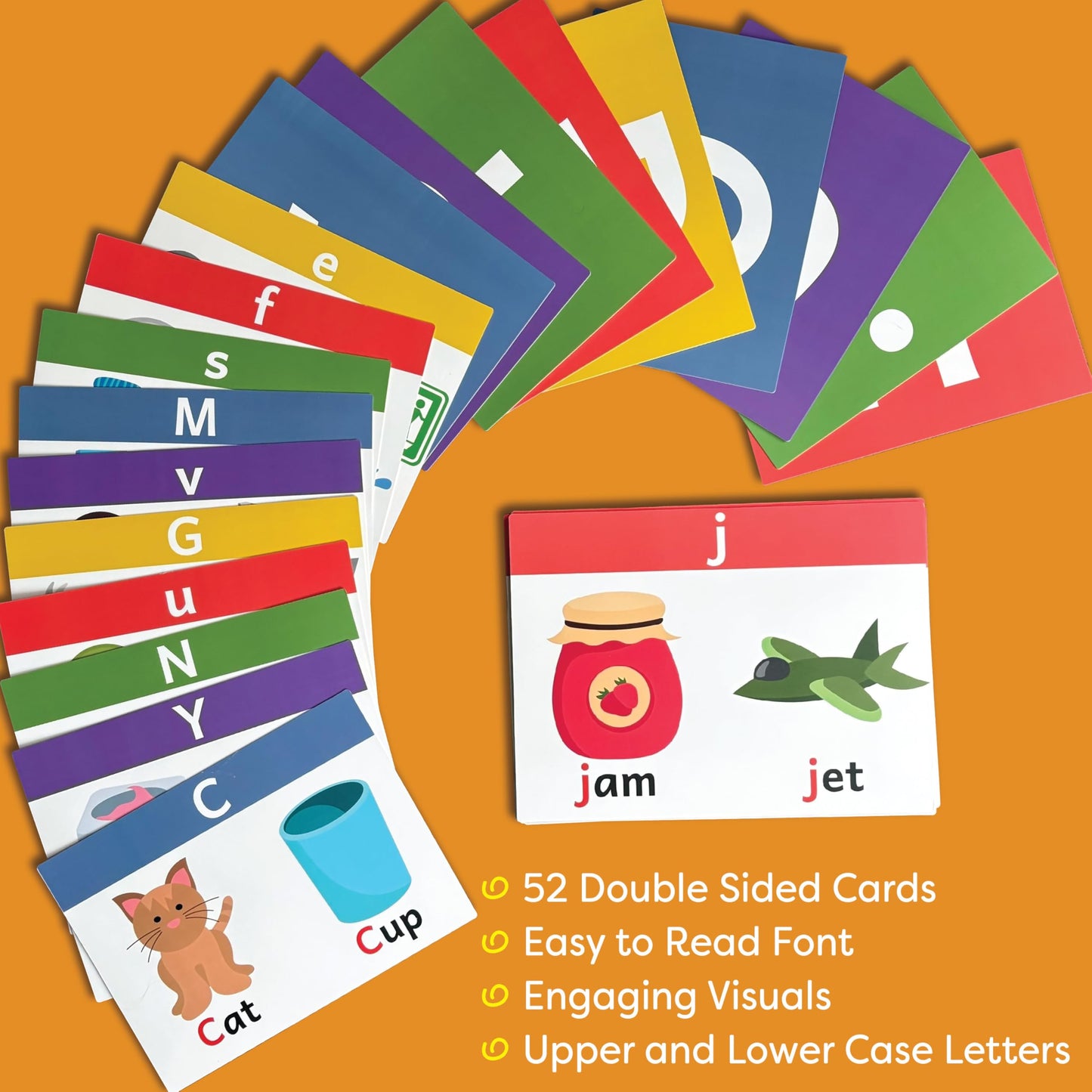THE BAMBINO TREE Jumbo Alphabet Flash Cards - 11" x 8" Big Thick ABC Flash Cards for Kids Ages 3-6 - XL Size Great for Kindergarten Classrooms