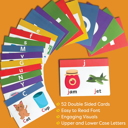 THE BAMBINO TREE Jumbo Alphabet Flash Cards - 11" x 8" Big Thick ABC Flash Cards for Kids Ages 3-6 - XL Size Great for Kindergarten Classrooms