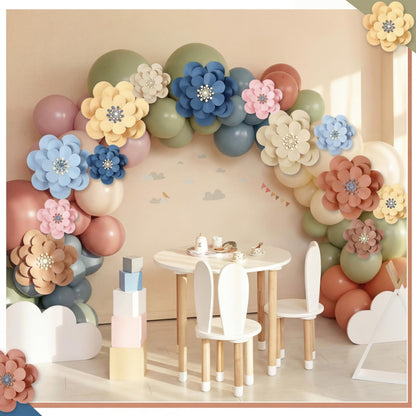 Mooliwe Paper Flowers Decorations for Wall DIY 3D Paper Bulletin Board Mexican Flowers Backdrop Decoration for Classroom Back to School Holiday Party(Fresh,12 Set)
